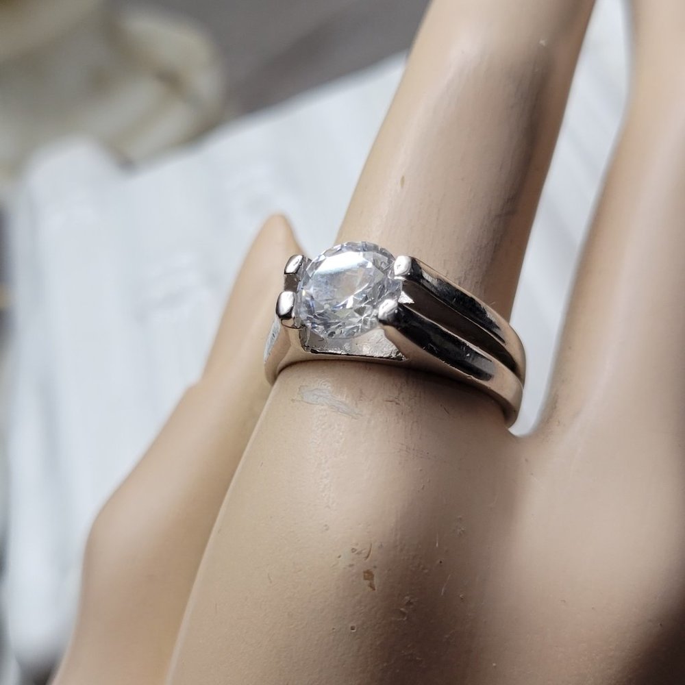 A Promise is a Promise Ring Size 8 Tested 10k gold Fill  with 12mm cz Brilliant